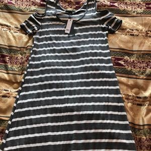 Gray and white striped dress